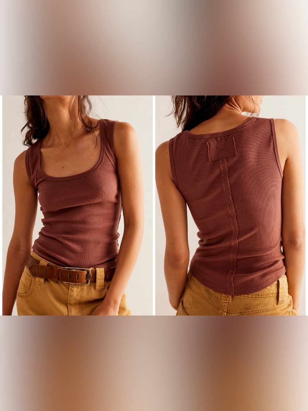 NWOT Free People We The Free Hummingbird Tank - Java Brown - Small